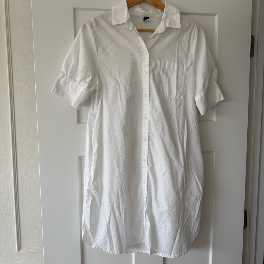 Old Navy White Button-Up Shirt Dress